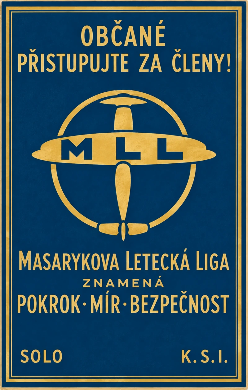 Náborový leták Masarykovej leteckej ligy