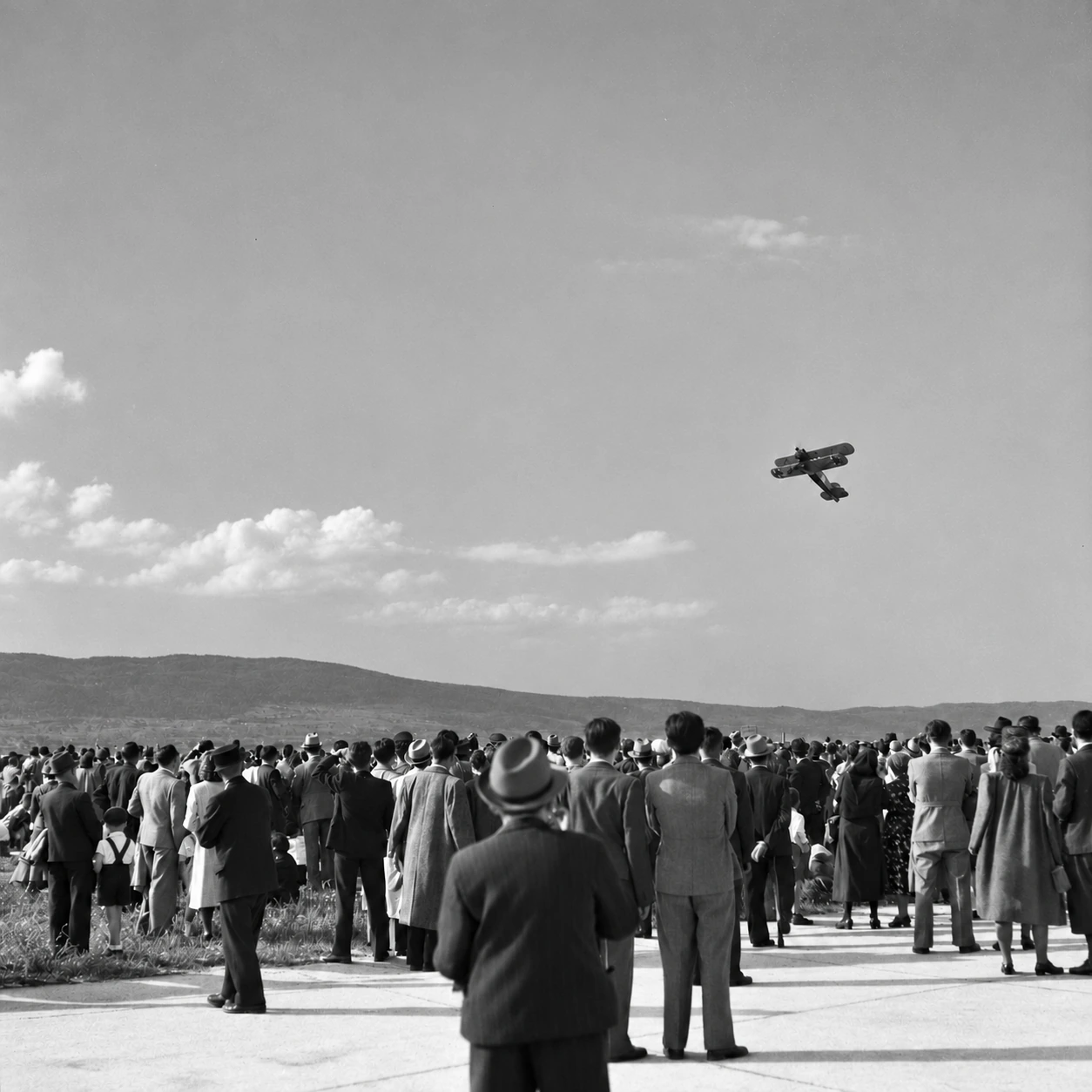 Avia Ba-122 v stúpaní počas vystúpenia pred divákmi leteckého dňa, AI upravená photo