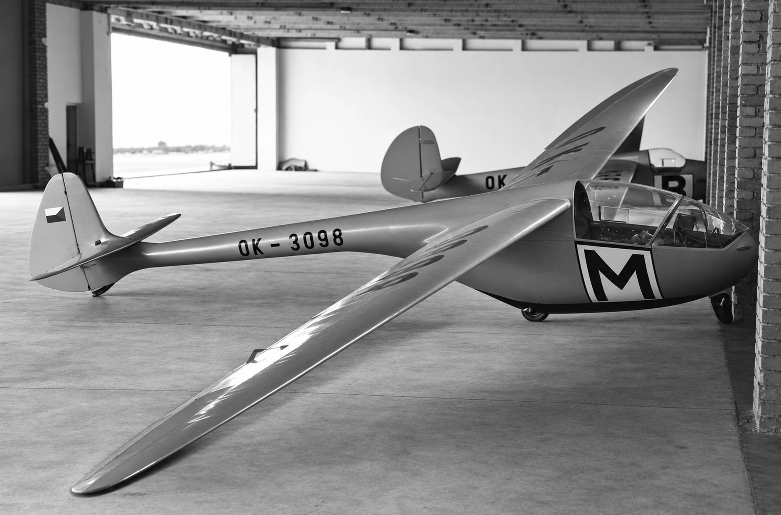 Vetroň SP-II Osa OK-3098 v hangári
